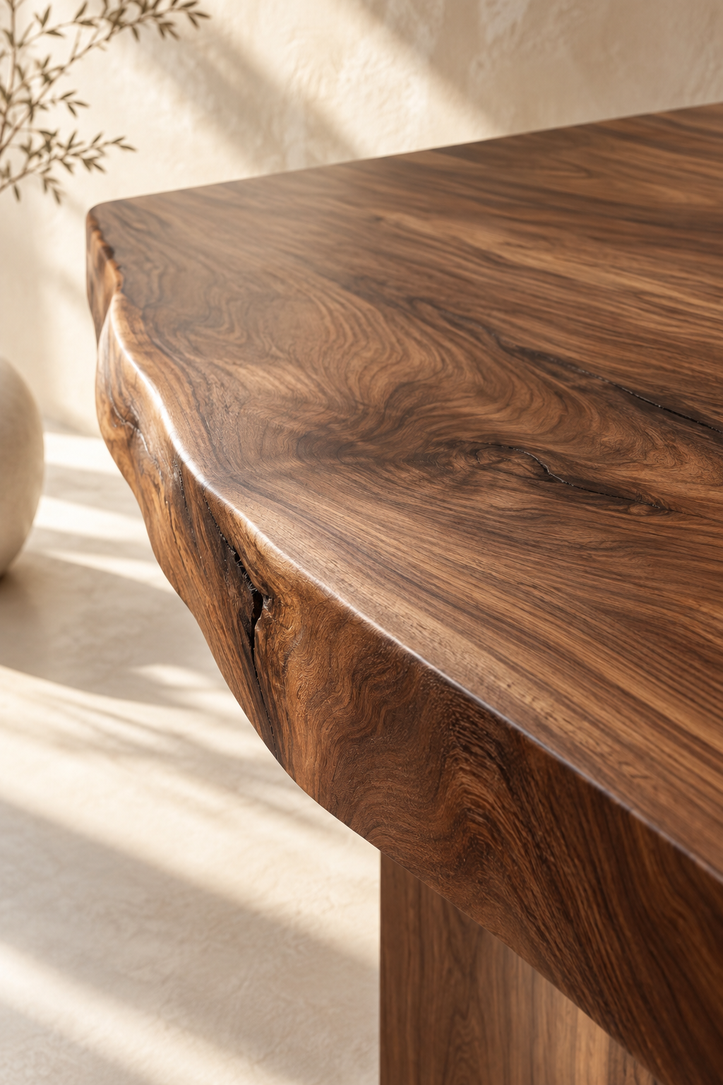 Detalle de madera de nogal con acabado fino